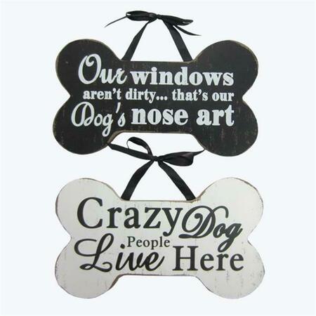 YOUNGS Wood Dog Sign with Bow, Assorted Color - 2 Piece 21300